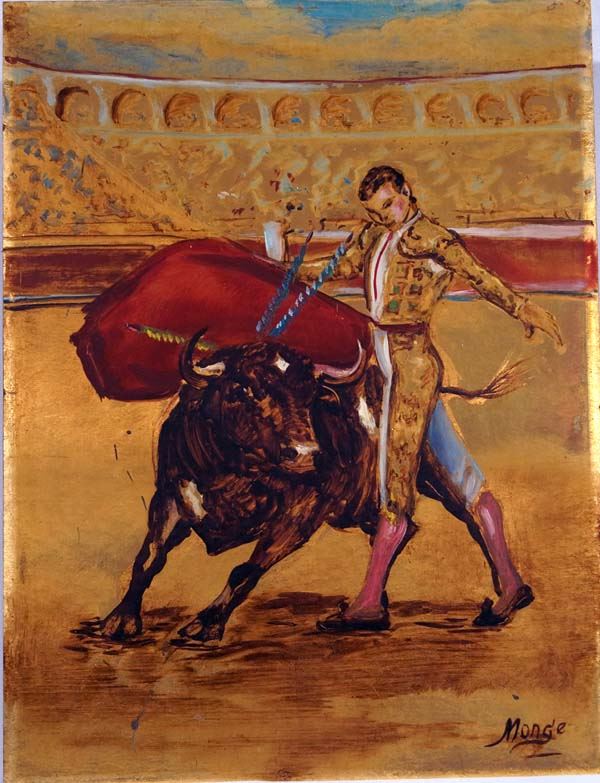 600x783 Original Spanish Matador Painting By Luis Monge - The Matador Painting