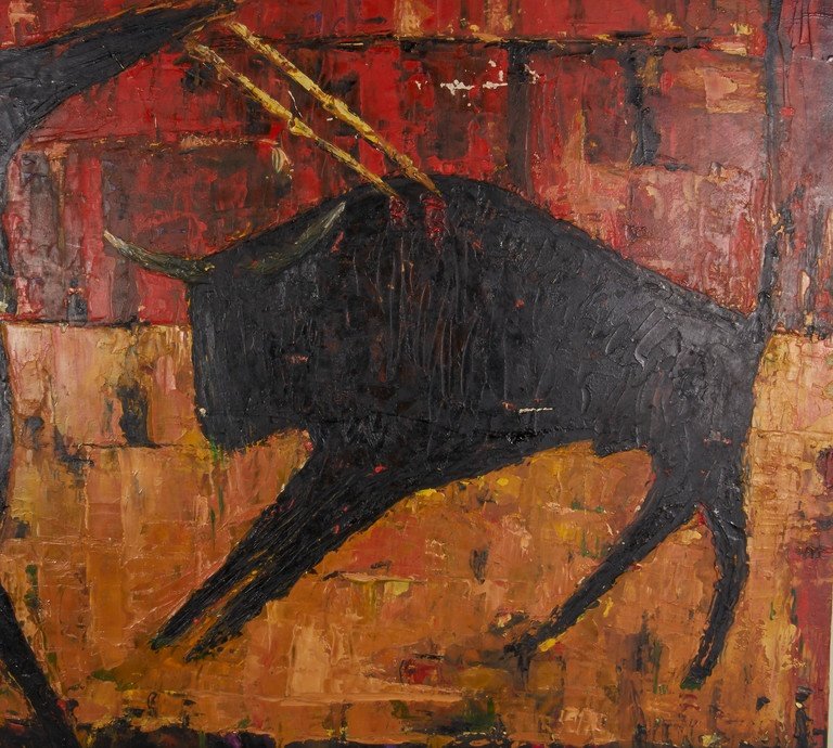 768x690 The Matador Mid Century Figural Painting - The Matador Painting