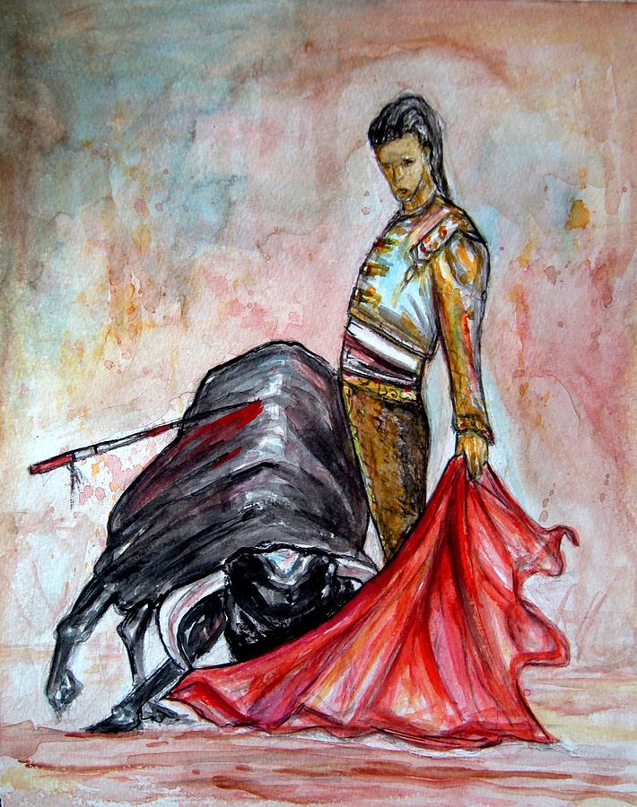 710x900 El Matador Painting By Abbas Djamat - The Matador Painting