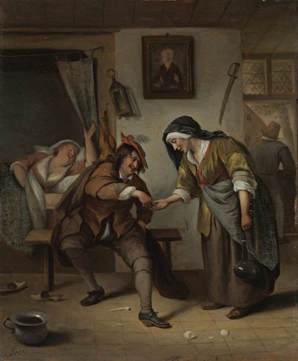 607x736 Jan Steen - The Matchmaker Painting