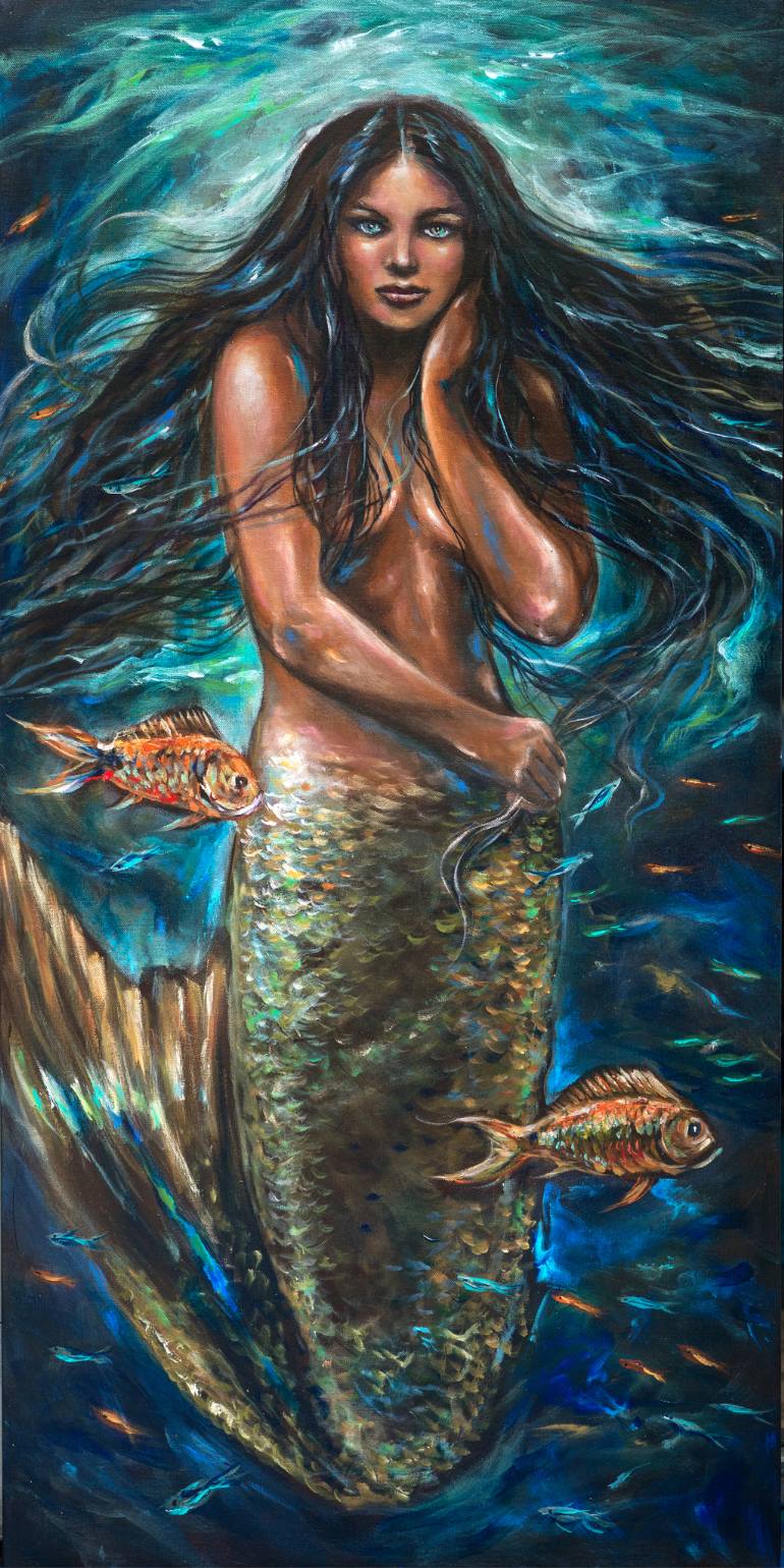 770x1540 Saatchi Art Lailani Mermaid Painting By Linda Olsen - The Mermaid Painting