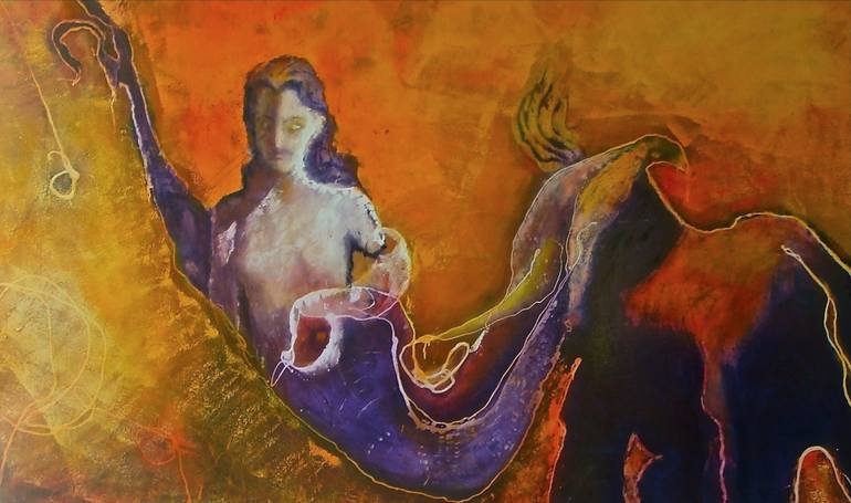 770x455 Saatchi Art The Elephant And The Mermaid Painting By Bruce Sherratt - The Mermaid Painting