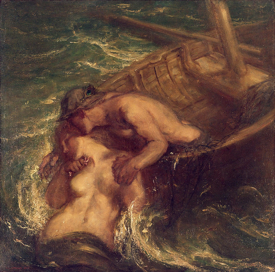 900x890 The Fisherman And The Mermaid, 1901 03 Painting By Charles - The Mermaid Painting