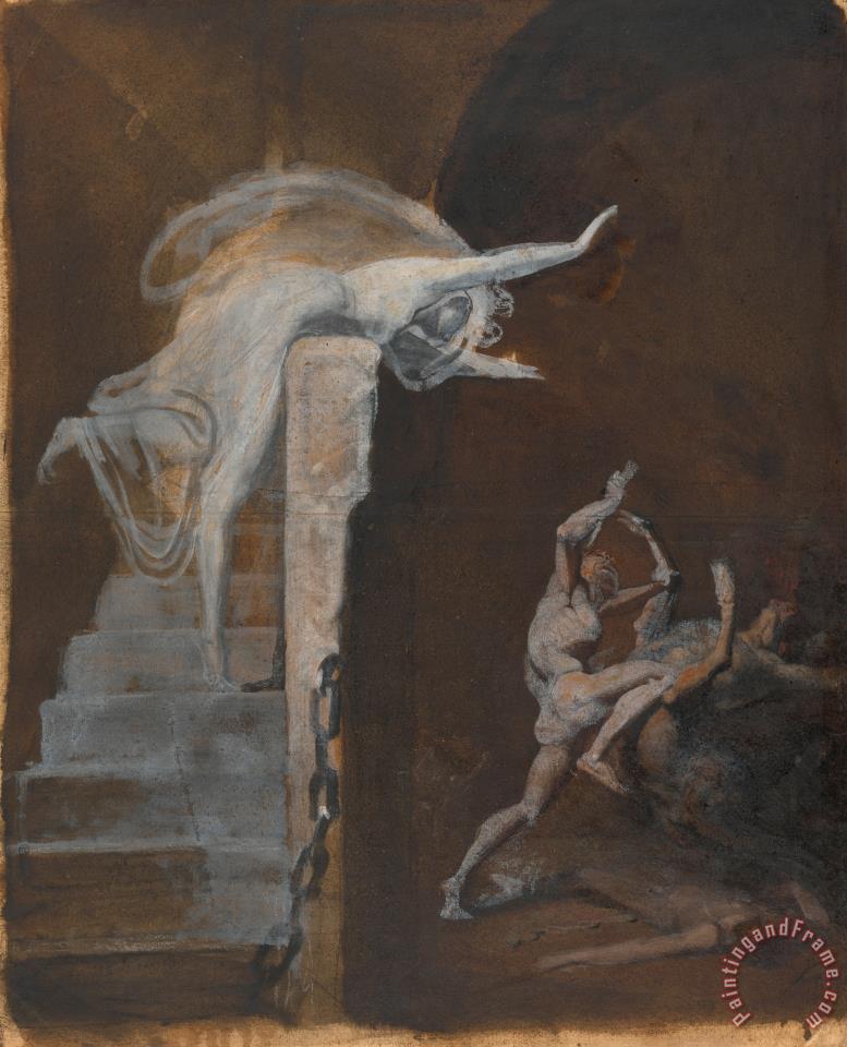 777x960 Henry Fuseli Ariadne Watching Struggle Ofseus - The Minotaur Painting