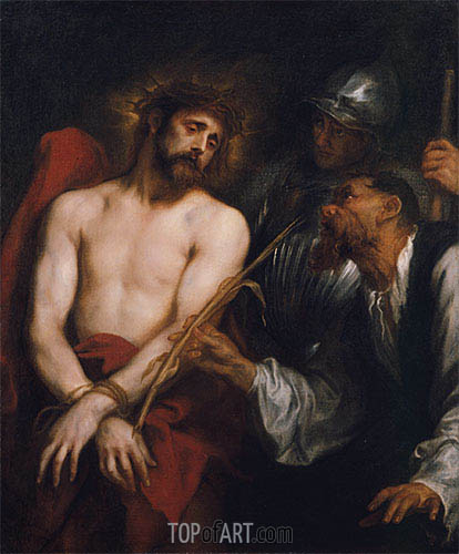 414x500 The Mocking Of Christ Van Dyck Painting Reproduction 16665 - The Mocking Of Christ Painting