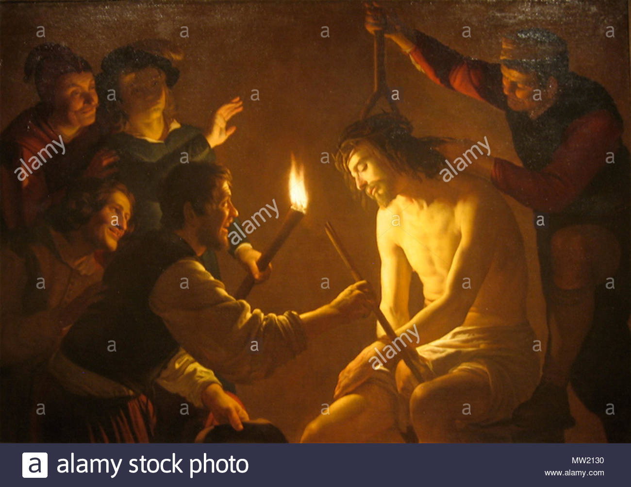 1300x1003 Gerrit Van Honthorst (Holland, Utrecht, 1590 - The Mocking Of Christ Painting