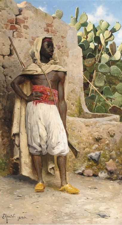 409x750 Peder (Danish, 1859 1941) The Nubian Guard, Oil On Canvas - The Moors Nubian Painting