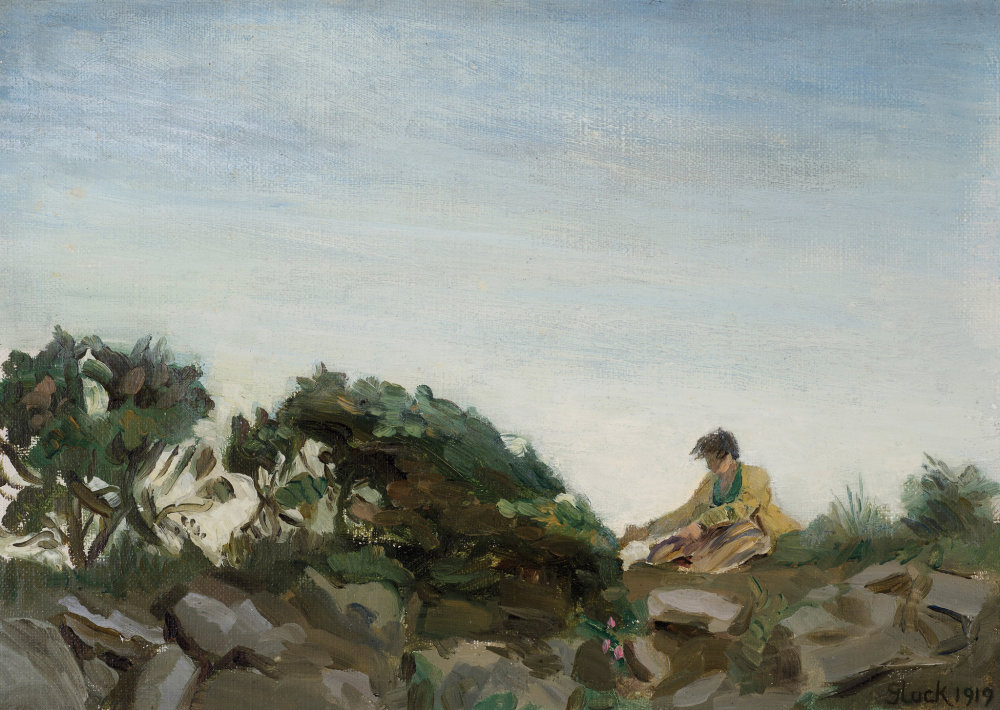 1000x710 Sketching On The Moors By Gluck (Hannah Gluckstein) - The Moors Painting