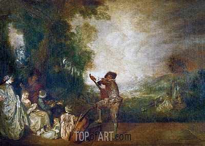 400x285 The Concert (The Music Lesson) Watteau Painting Reproduction - The Music Lesson Painting