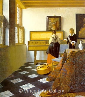 285x324 The Music Lesson By Johannes Vermeer - The Music Lesson Painting