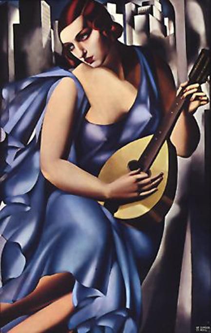 433x683 Tamara De Lempicka The Musician In Blue Painting Musicians, Blue - The Musician Painting