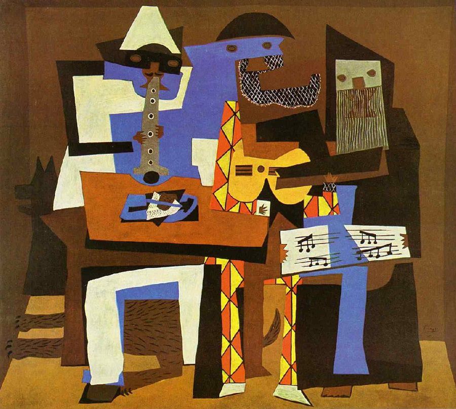 900x808 Three Musicians By Pablo Picasso - The Musician Painting