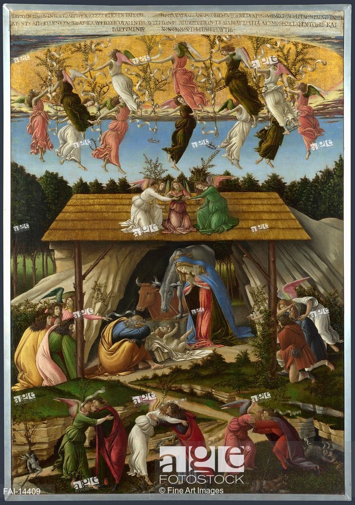 700x995 The Mystical Nativity. Botticelli, Sandro (1445 1510). Tempera - The Mystical Nativity Painting