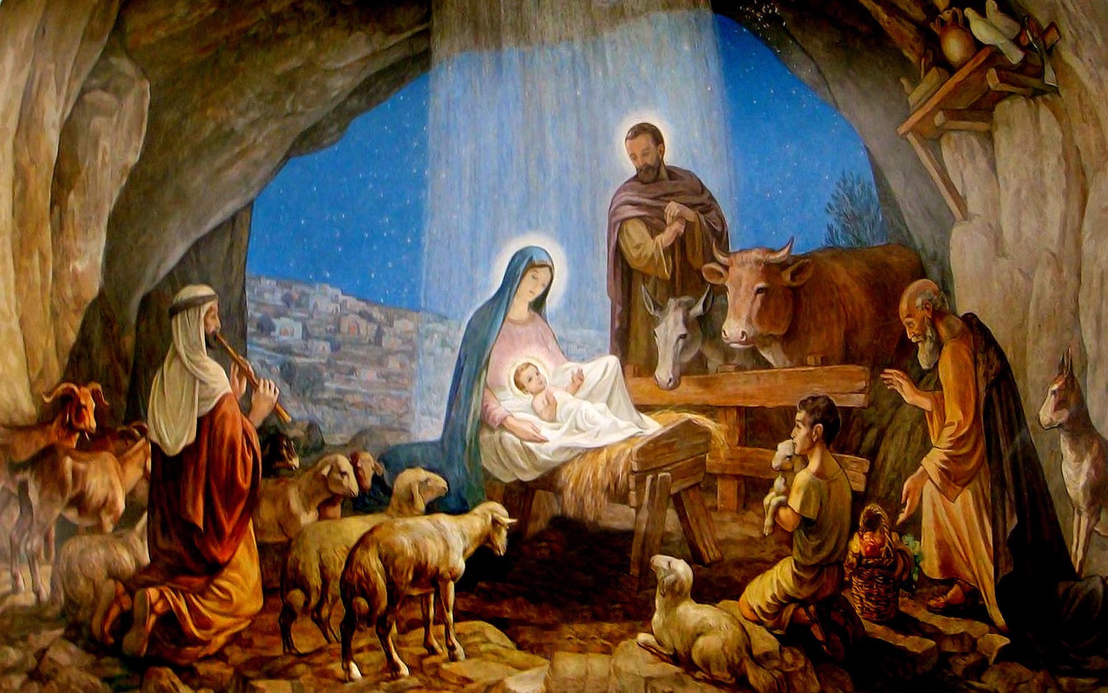 1600x1000 Nativity Scene Painting Catholic Quotations - The Nativity Scene Painting