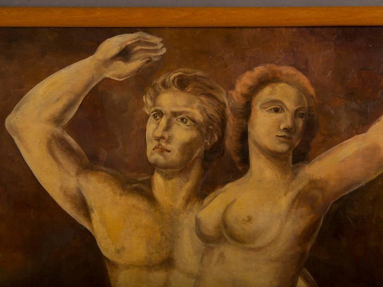 768x576 Oil Painting Of Adam And Eve By M. Raemdonck, 1942 For Sale - The New Adam Painting