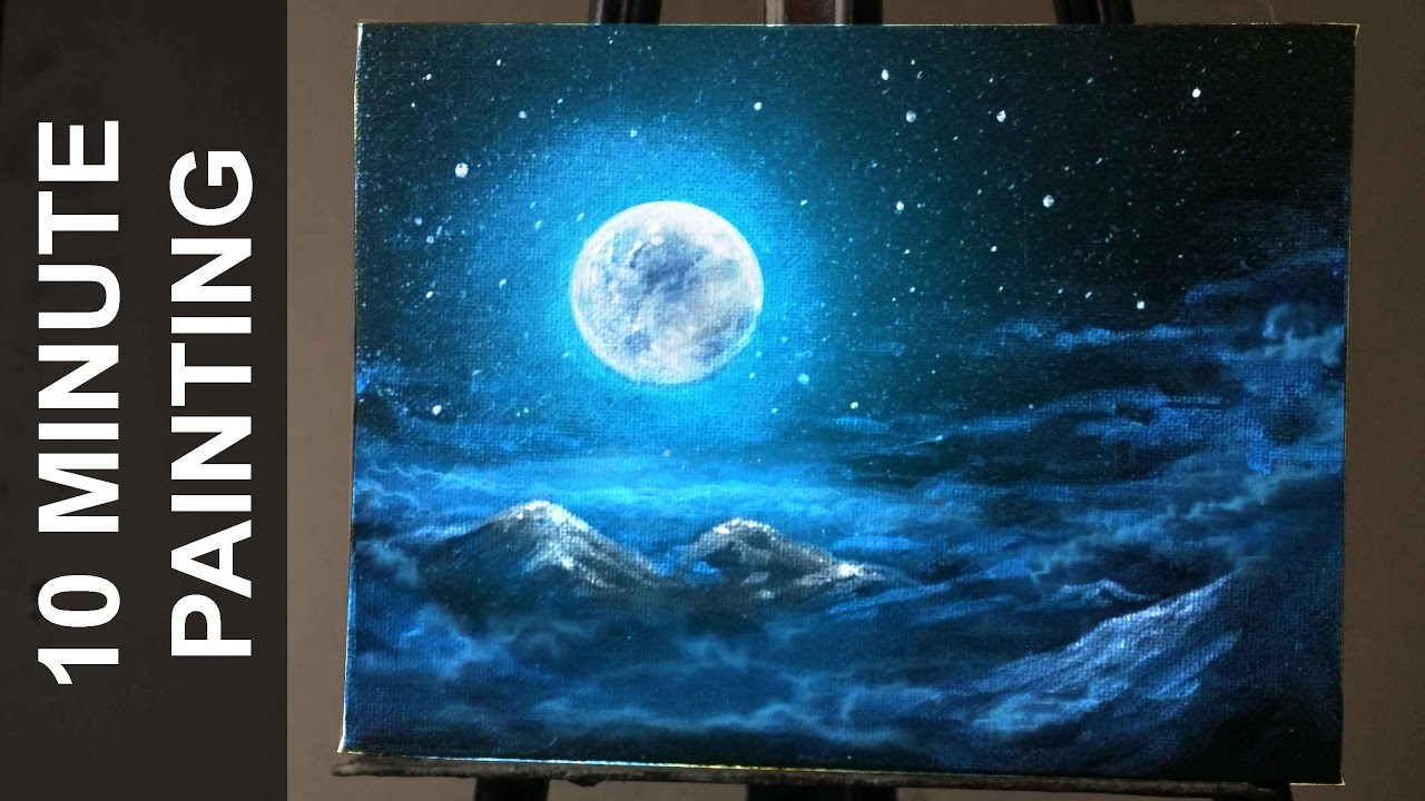 1280x720 Painting Moonlit Clouds In A Starry Night Sky With Acrylics In 10 - The Night Sky Painting