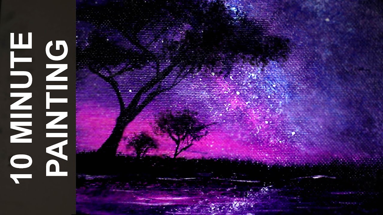 1280x720 Painting An African Starry Night Sky With Acrylics In 10 Minutes - The Night Sky Painting