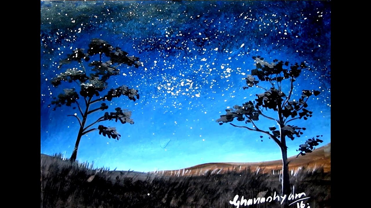 1280x720 How To Paint A Night Sky Painting Watercolor Paint - The Night Sky Painting