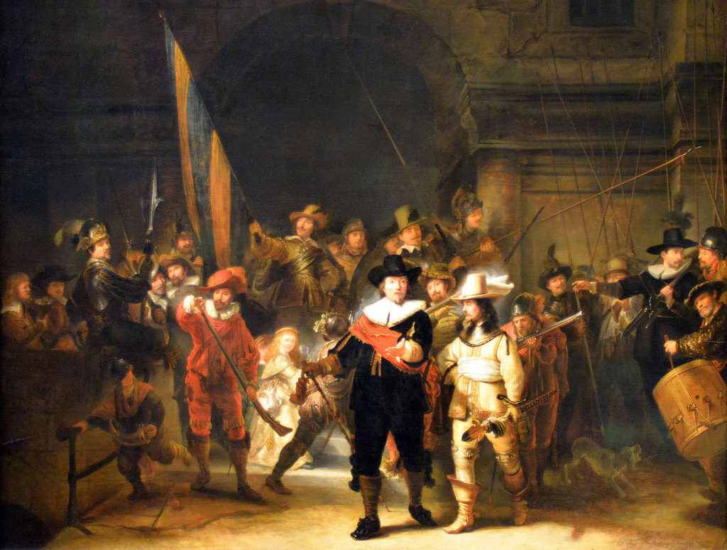 1024x774 Night Watch, Rembrandt (1642) Rembrandt's Masterpiece, - The Night Watch Painting