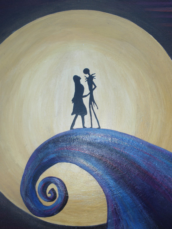 570x760 Nightmare Before Christmas Painting, Jack And Sally On Hill, Jack - The Nightmare Before Christmas Painting