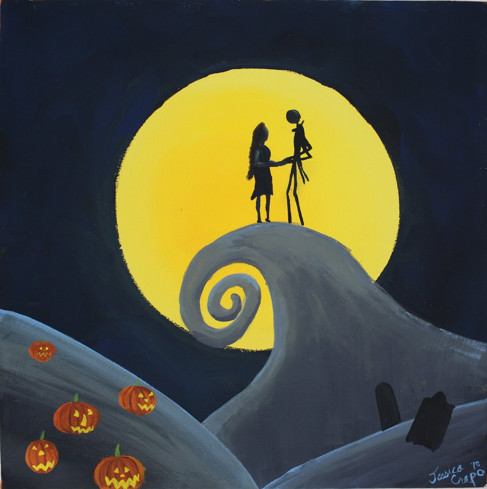 1594x1600 Running With Scissors Nightmare Before Christmas Painting - The Nightmare Before Christmas Painting