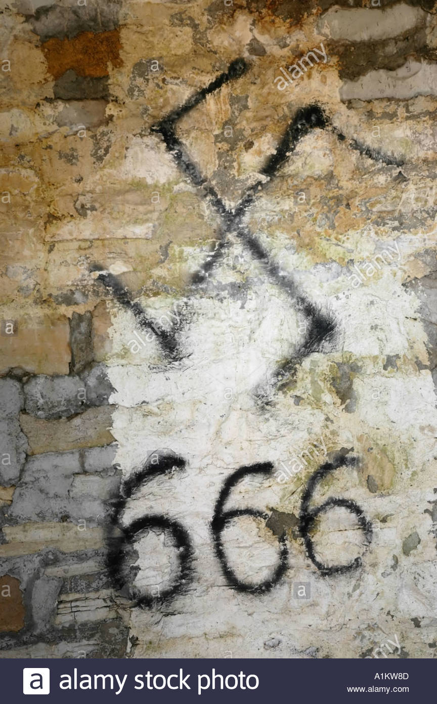 864x1390 Swastika And The 666 Number Of The Beast Or Antichrist Graffiti - The Number Of The Beast Is 666 Painting