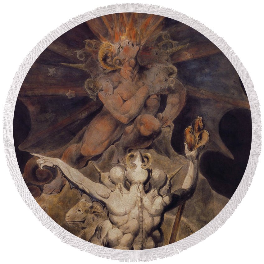 850x850 The Number Of The Beast Is 666 Round Beach Towel For Sale By - The Number Of The Beast Is 666 Painting
