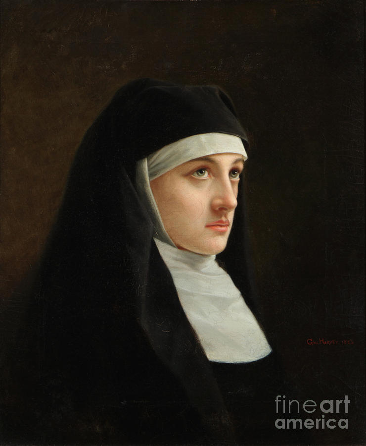 740x900 Pious Portrait Of A Nun Painting By Motionage Designs - The Nun Painting