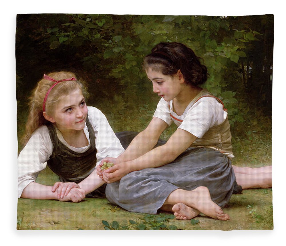 1000x860 The Nut Gatherers Fleece Blanket For Sale By William Adolphe - The Nut Gatherers Painting