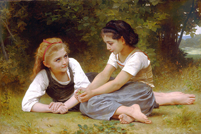 400x267 The Nut Gatherers By William Adolphe Bouguereau - The Nut Gatherers Painting