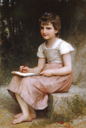 300x447 William Adolphe Bouguereau - The Nut Gatherers Painting