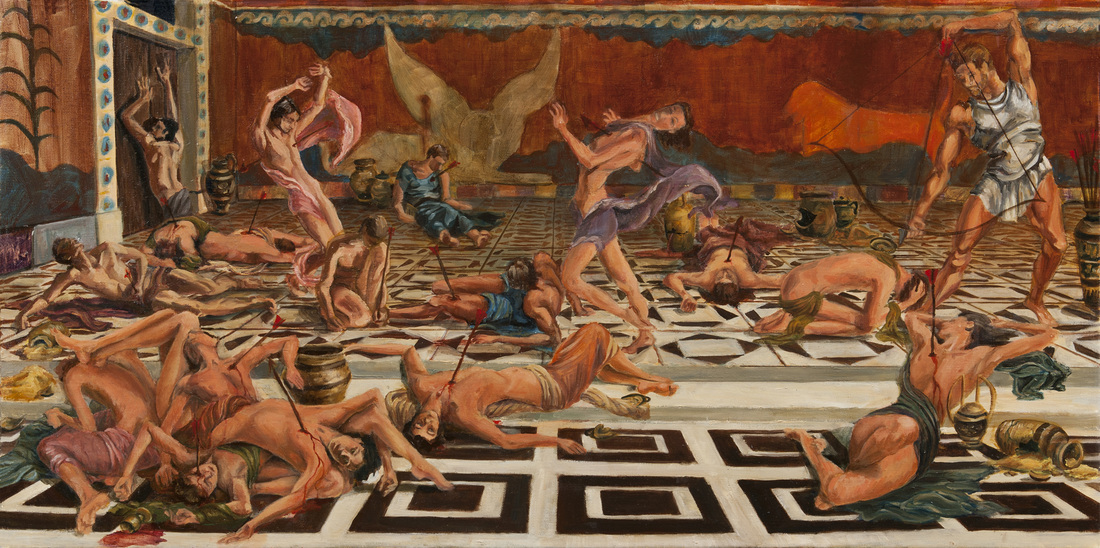 1100x548 The Suitors - The Odyssey Painting