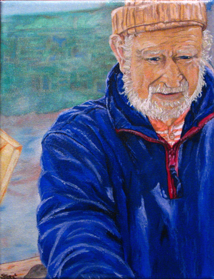 750x981 Oil Painting Of Old New England Fisherman By Starrina Starr - The Old Fisherman Painting