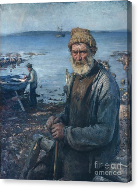 453x622 Old Fisherman Painting By Hans Heyerdahl - The Old Fisherman Painting
