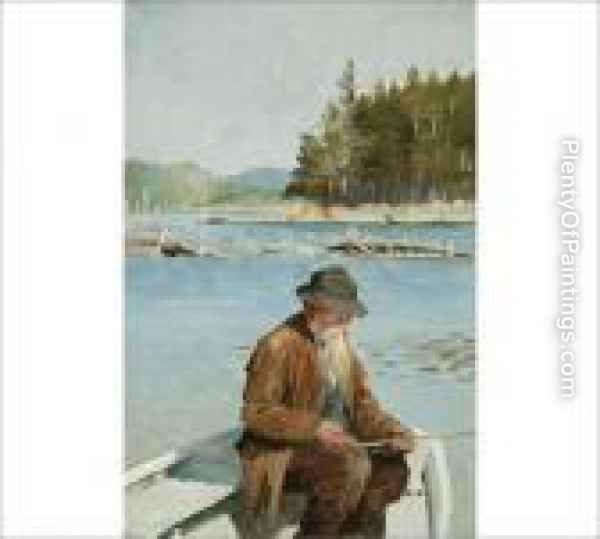 600x539 Old Fisherman Oil Painting Reproduction By Albert Edelfelt - The Old Fisherman Painting