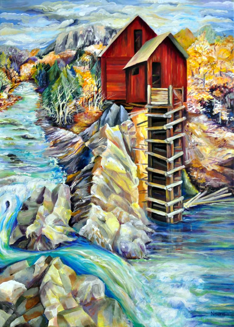 770x1076 Saatchi Art The Old Mill Crystal In Colorado Painting By Sonia - The Old Mill Painting