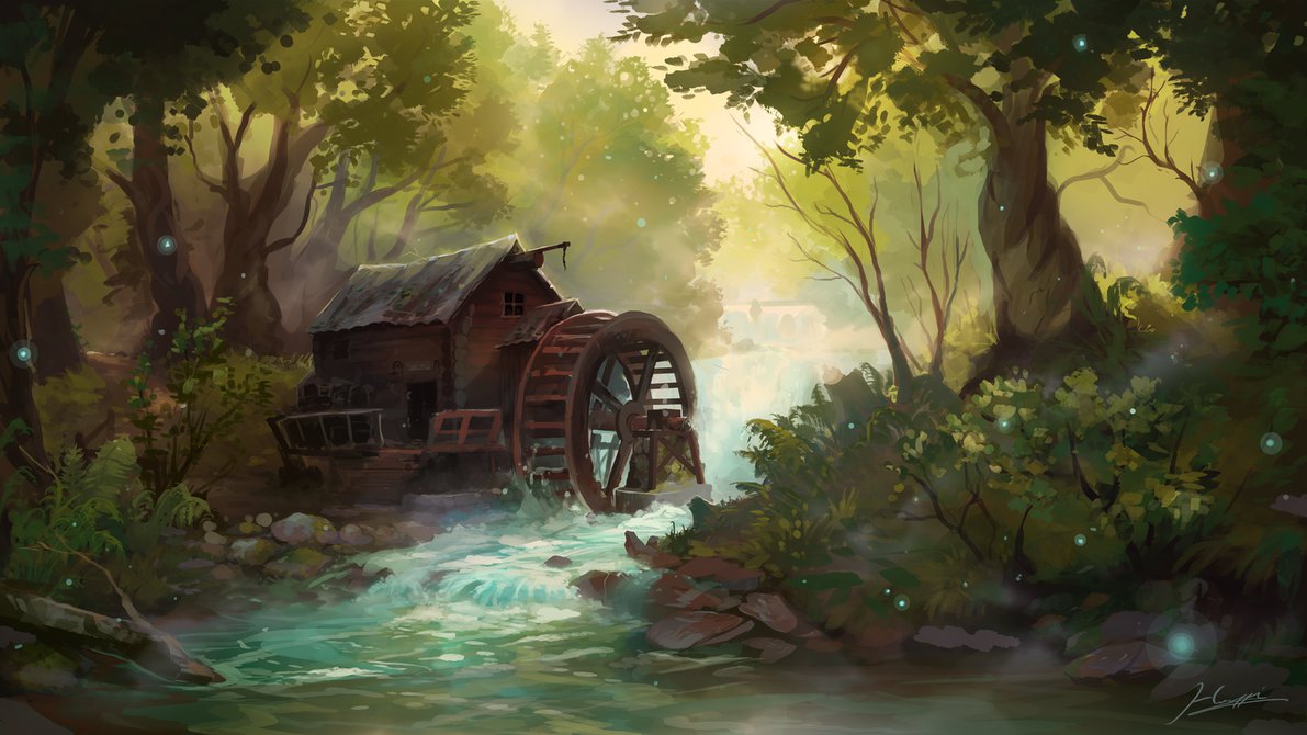 1191x670 The Old Mill By Huussii - The Old Mill Painting