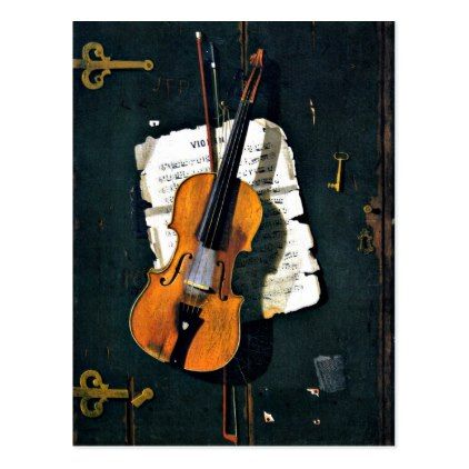 422x422 The Old Violin, Fine Art Painting Postcard Fine Art - The Old Violin Painting
