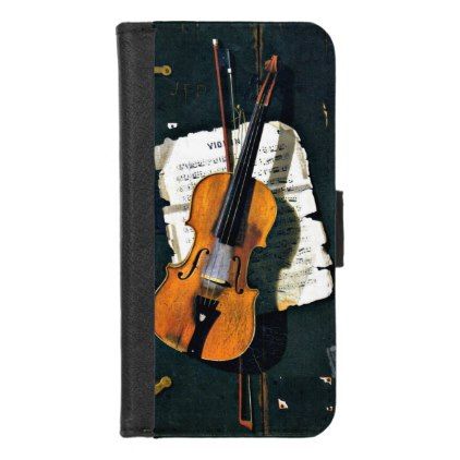 422x422 The Old Violin, Fine Art Painting Iphone 87 Wallet Case - The Old Violin Painting
