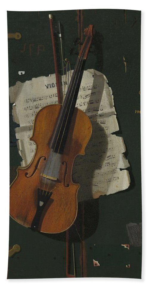 500x967 The Old Violin Beach Towel For Sale By John Frederick Peto - The Old Violin Painting