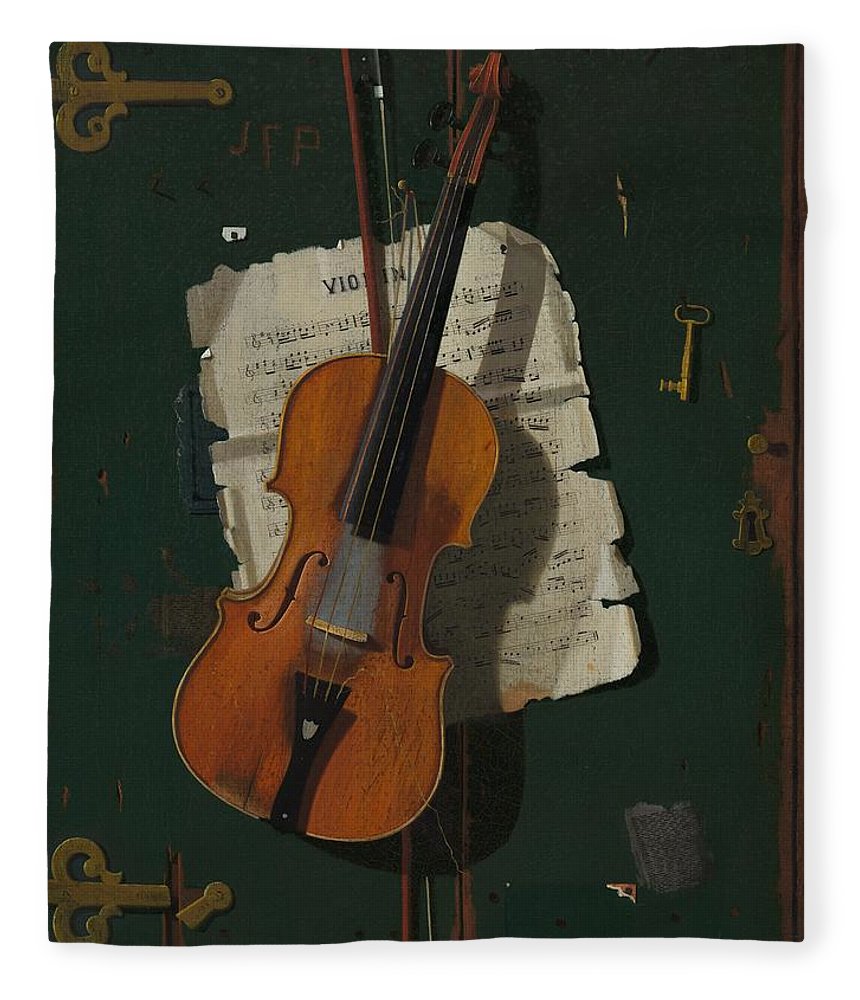 860x1000 The Old Violin Fleece Blanket For Sale By Mountain Dreams - The Old Violin Painting