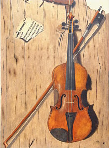 221x300 Violin Bow Paintings - The Old Violin Painting