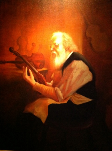 450x603 Violin Player Old Master Style Painting - The Old Violin Painting