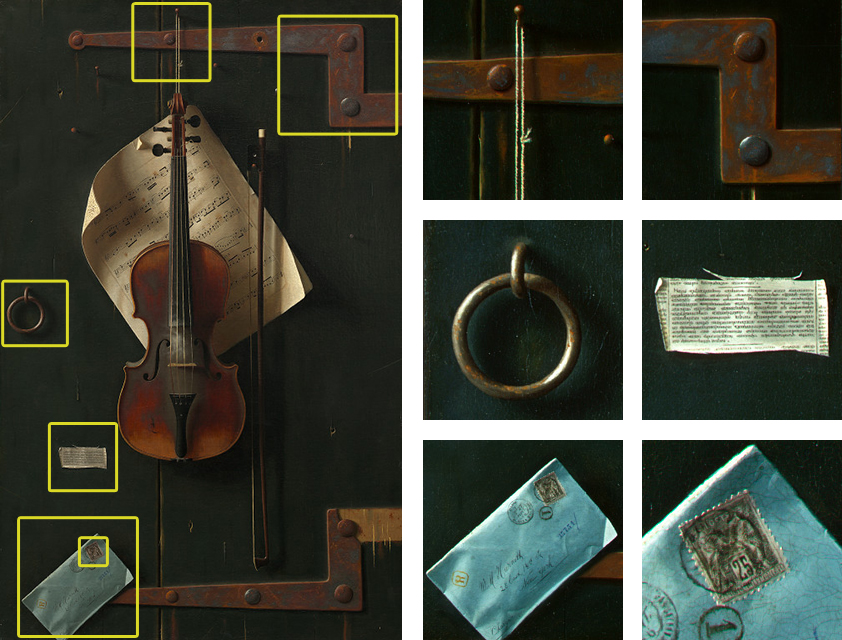 842x640 William Harnett - The Old Violin Painting