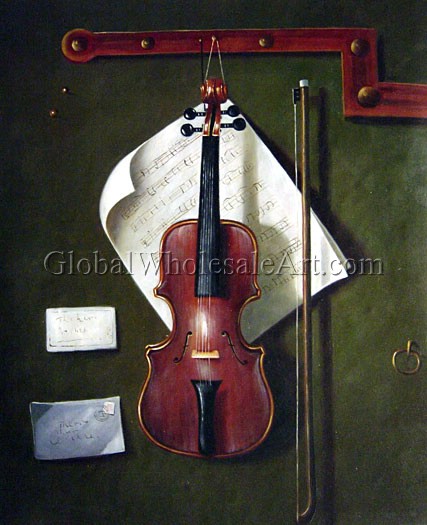 427x525 William Michael Harnett - The Old Violin Painting