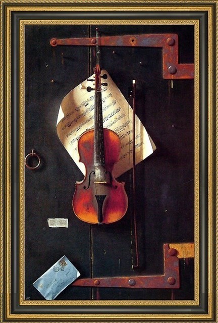 432x640 William Michael Harnett The Old Violin Framed Canvas Print - The Old Violin Painting