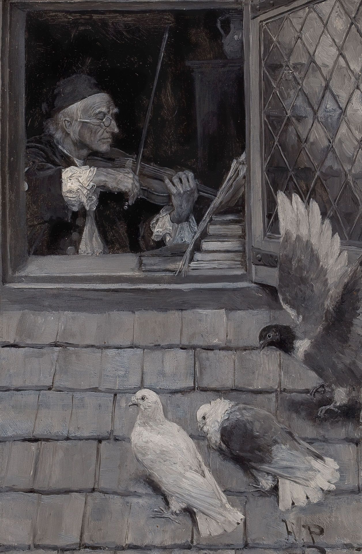 1256x1920 Howard Pile The Old Violin, 1894 Illustrated Avian - The Old Violin Painting