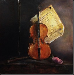 254x258 Oil Paintings By Nina R. Aide Old Violin And Rose. Oil On Deep - The Old Violin Painting