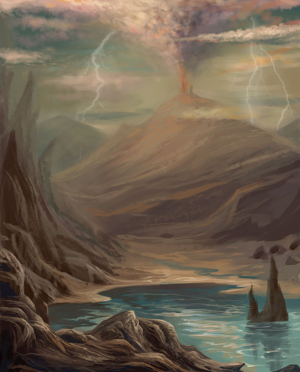 600x744 The Land Before The Origin Of Life By Araniart - The Origin Of Life Painting