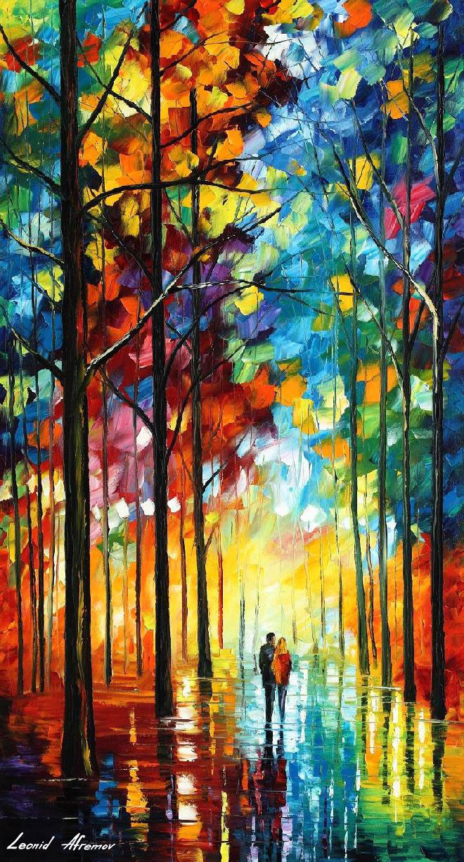 660x1225 Date In The Park Palette Knife Oil Painting On Canvas By Leonid - The Park Painting